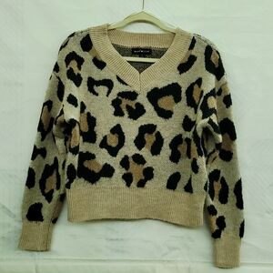 Leopard Print V-Neck Sweater